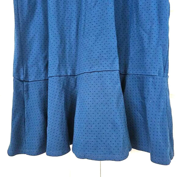 J. Jill Ponte Oxford Blue Black Polka Dot Ruffle Flounced Dress, Medium - Picture 6 of 8